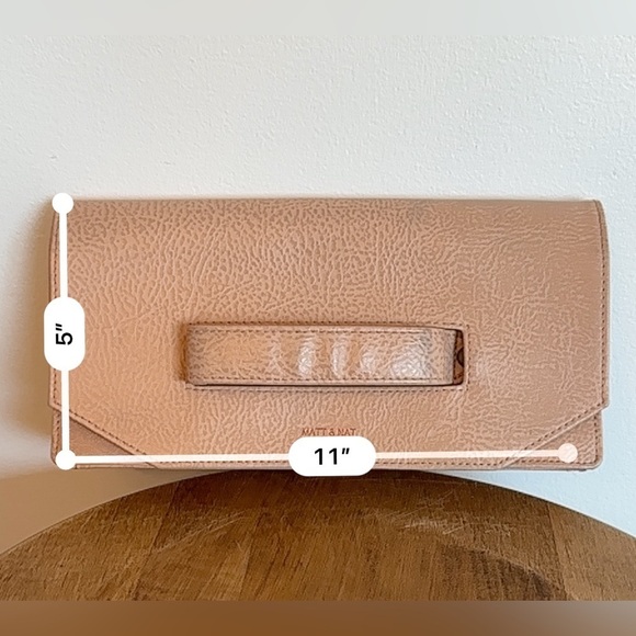 SOLD- MATT & Nat Vegan Abiko  Fold Over Clutch In The Colour Champagne Pink - Picture 8 of 16
